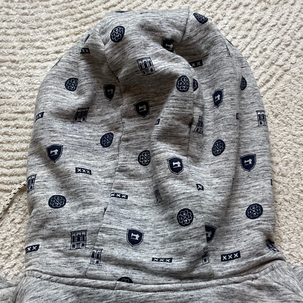 Scotch & Soda Light Heather Gray Pullover Hoodie with Patterned Lining Men’s L - Picture 15 of 16